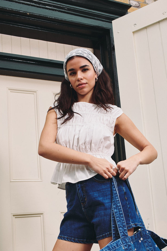 Poplin Camisole with Gathered Detailing - 4101