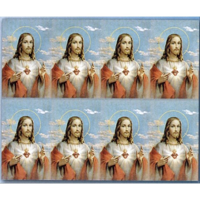 Prayer cards by bonella sacred heart micro perforated used in funeral service operations, from lynch supply