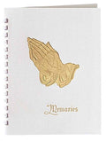 Praying hands memorial register book used in funeral service operations, from lynch supply
