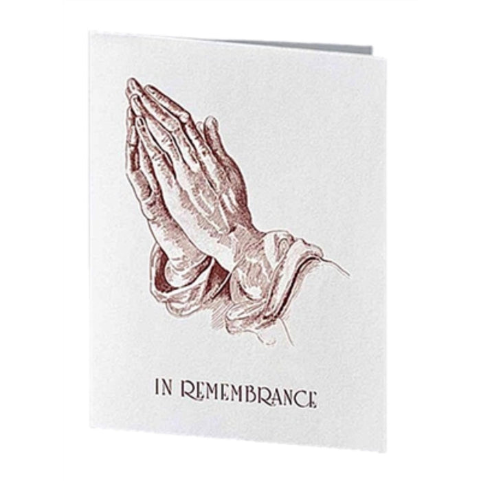Praying hands service folder used in funeral service operations, from lynch supply