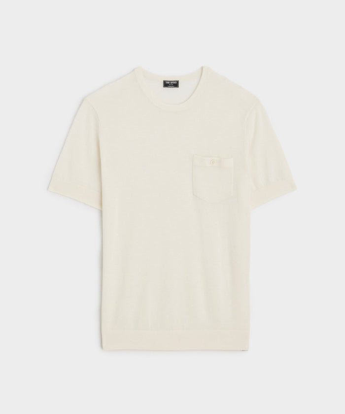 Premium Cashmere Pocket Tee in Bisque