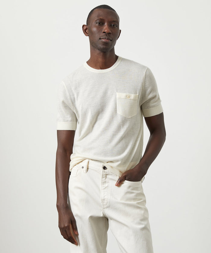Premium Cashmere Pocket Tee in Bisque