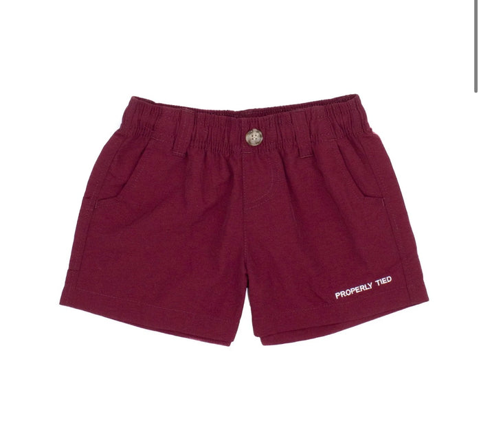 Properly Tied Boys Mallard Shorts - maroon