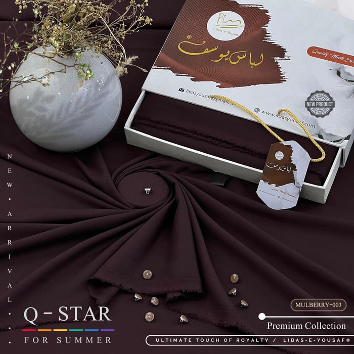 Q-Star Mulberry-003 Premium Unstitched Fabric by Libas-e-Yousaf