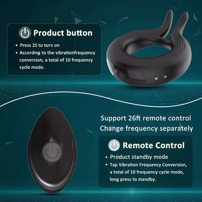 Rabbit Rocker 10 Vibrating Cock Ring for Couple Play