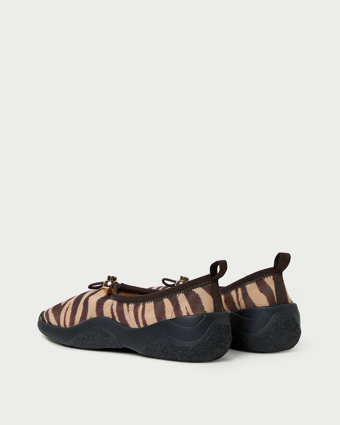 Raina Zebra Mesh Flat in zebra print mesh.