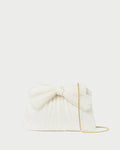 Rayne Pearl Bow Clutch in pearl fabric
