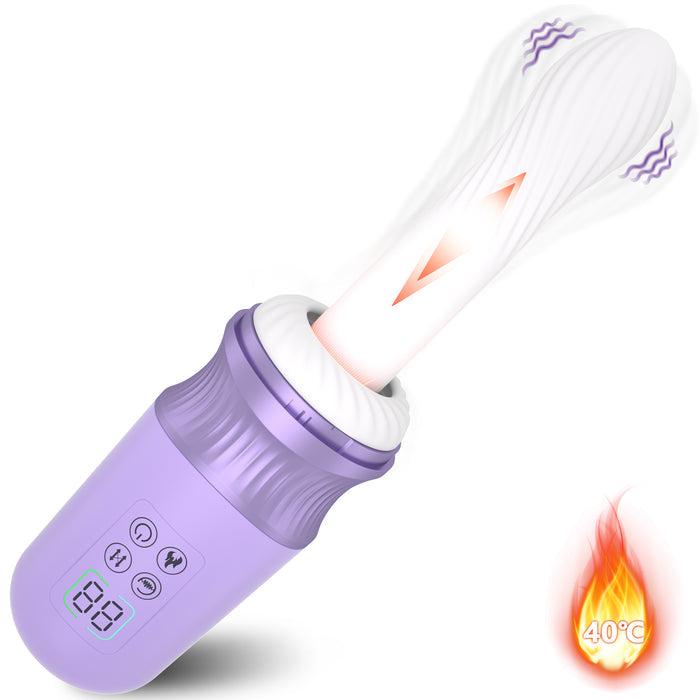 Realistic Thrusting Vibrator with Heating Dildo elegant purple
