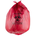 Red biohazard  bags-10 gallon (50) used in funeral service operations, from lynch supply
