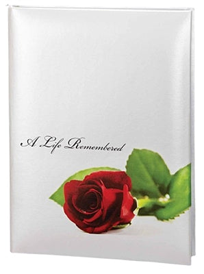 Regal rose memorial register book used in funeral service operations, from lynch supply