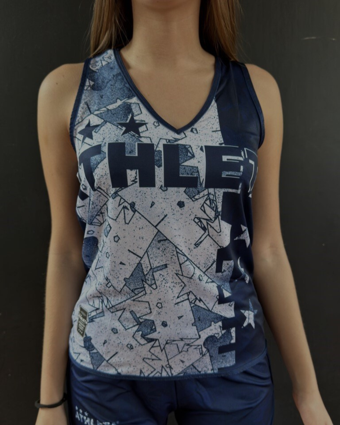 Regata Fem. Linha Athleta Free 23 - Marinho com Cinza