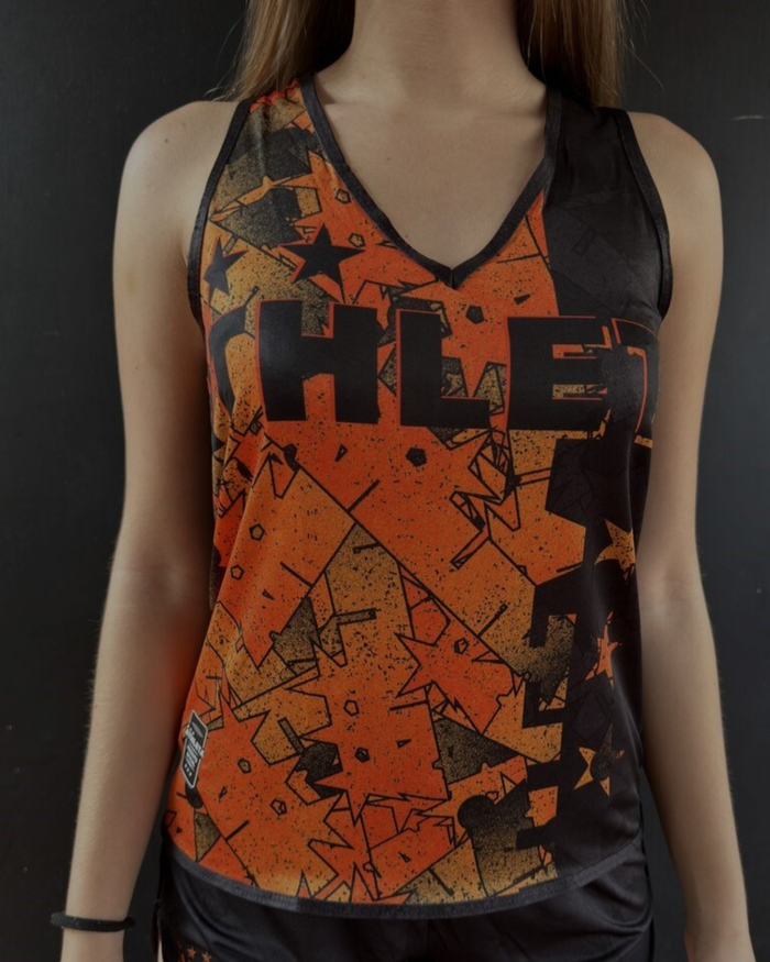 Regata Fem. Linha Athleta Free 23 - Preto com Laranja