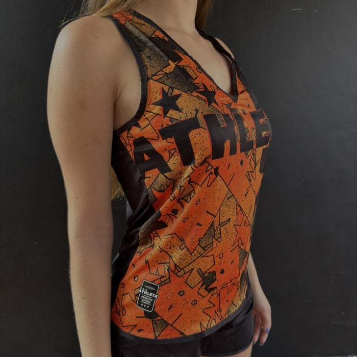 Regata Fem. Linha Athleta Free 23 - Preto com Laranja