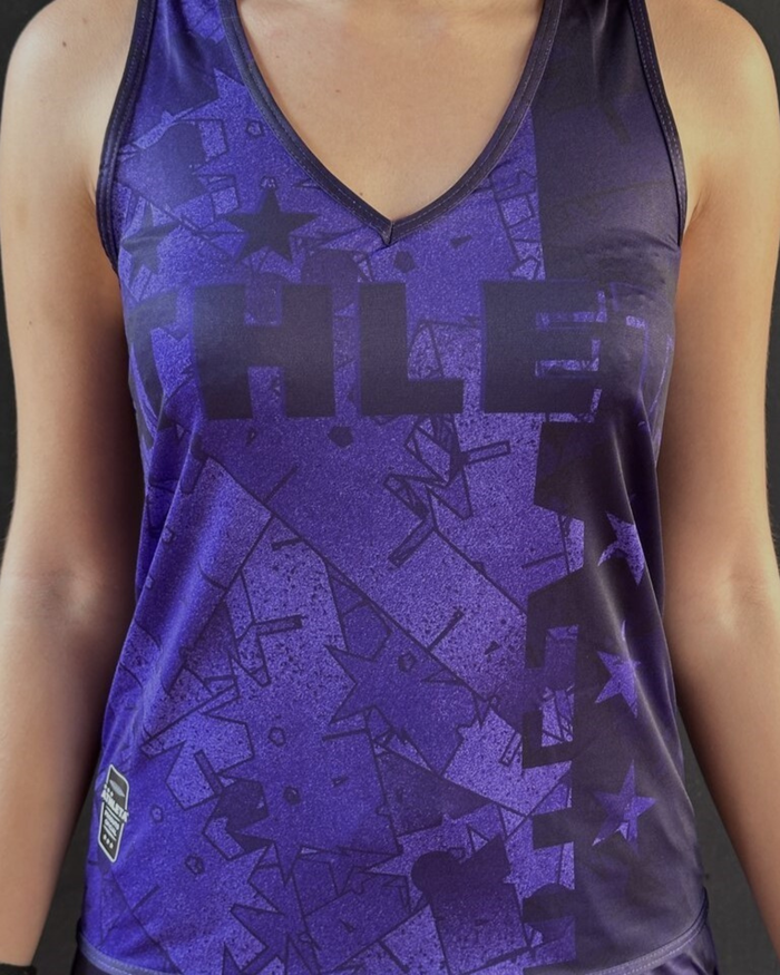 Regata Fem. Linha Athleta Free 23 - Preto com Roxo