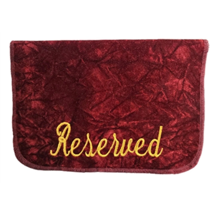 Reserved seat sign-rectangular crushed velvet used in funeral service operations, from lynch supply