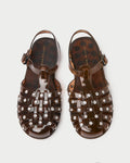 Rhys Brown Jelly Sandal in brown jelly material with crystal accents.