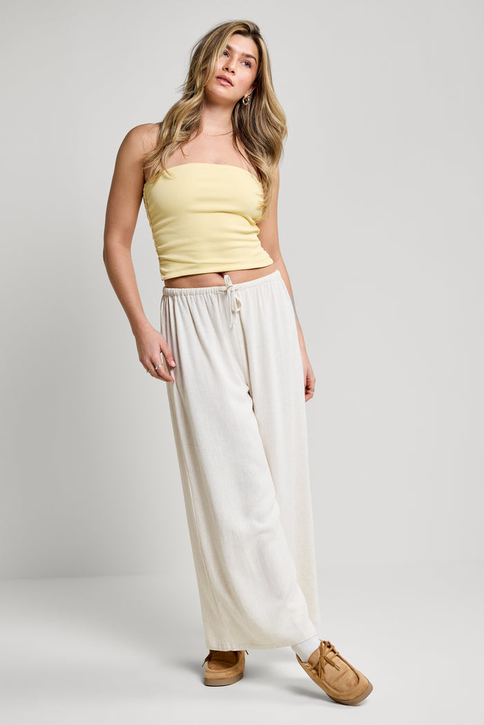 Ribbed Bandeau Top with Ruching - 9179