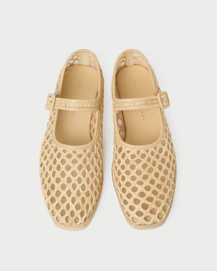 Rita Natural Netted Mary Jane in natural raffia.
