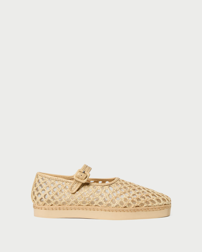 Rita Natural Netted Mary Jane in natural raffia.