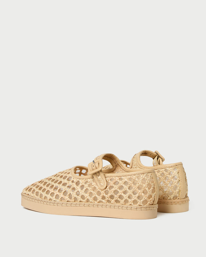 Rita Natural Netted Mary Jane in natural raffia.