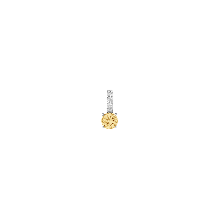 Round Cut Tennis Charm Pendant Vermeil White Gold Lab Grown Canary First