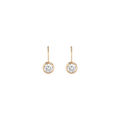 Round Lab Grown White Sapphire Bezel Drop Earrings Vermeil Yellow Gold First