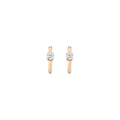 Round Lab Grown White Sapphire Solitaire Huggie Earrings Vermeil Yellow Gold First