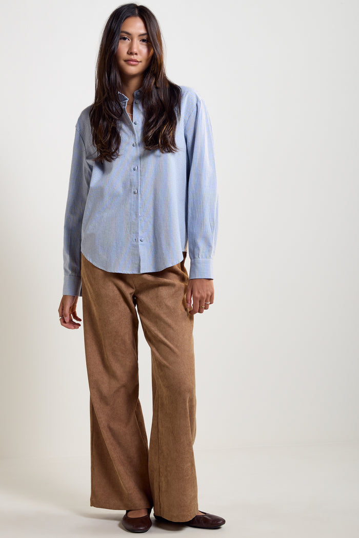 Ruched-Back Mini Gingham Shirt - 4109