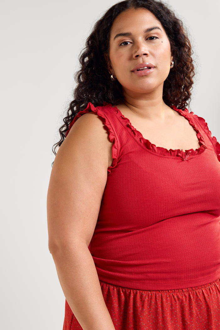 Ruffle Tank Top with Bow - 9189