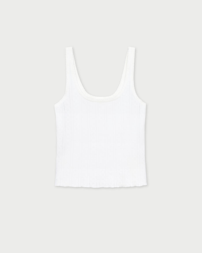Rylee Pointelle Tank Top in white pointelle fabric.