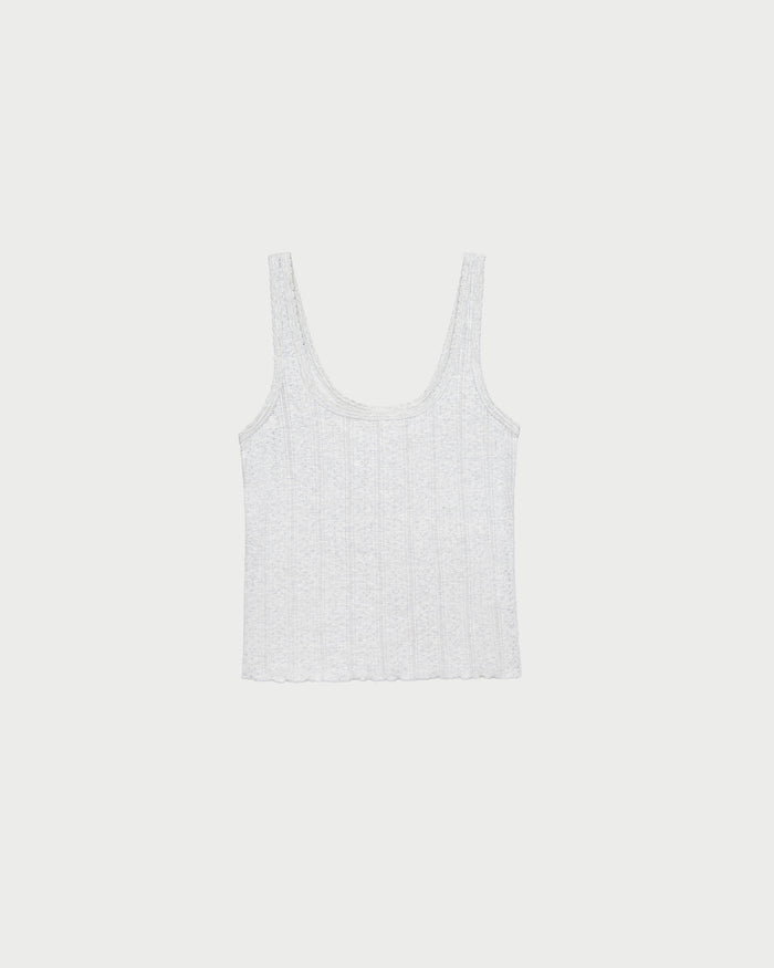 Rylee Pointelle Tank Top in grey pointelle fabric.