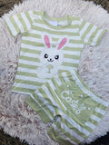 Sage /Wht Stripe Bunny PJ