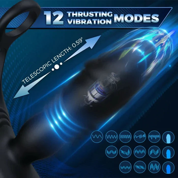 SAUL Glans APP -Thrusting & 12 -Vibrating Cock Rings Prostate Massager