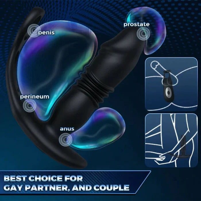 SAUL Glans APP -Thrusting & 12 -Vibrating Cock Rings Prostate Massager