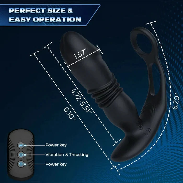 SAUL Glans APP -Thrusting & 12 -Vibrating Cock Rings Prostate Massager