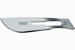 Scalpel blade for standard #4 handle used in funeral service operations, from lynch supply
