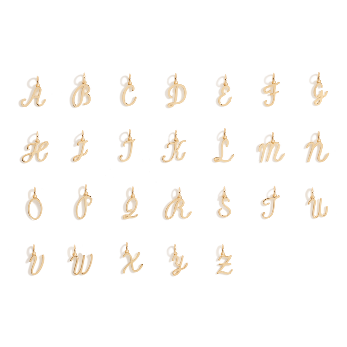Script Gold Letter Pendant Vermeil 14k Yellow Gold C