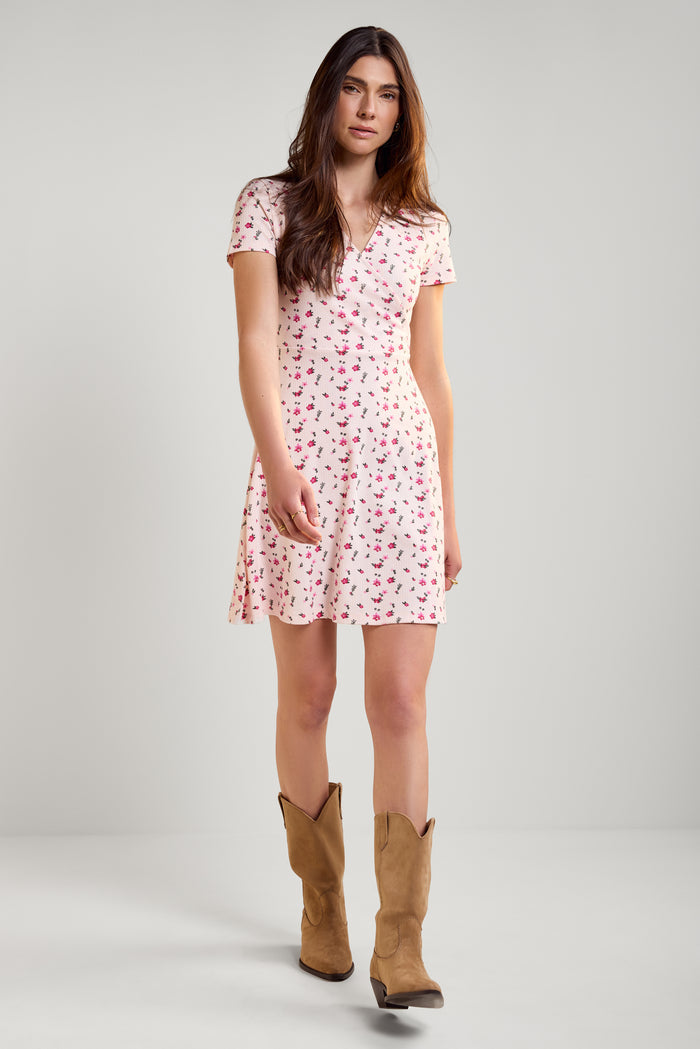 Short Ribbed Cross-Over Dress - 2239
