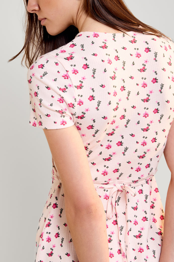 Short Ribbed Cross-Over Dress - 2239