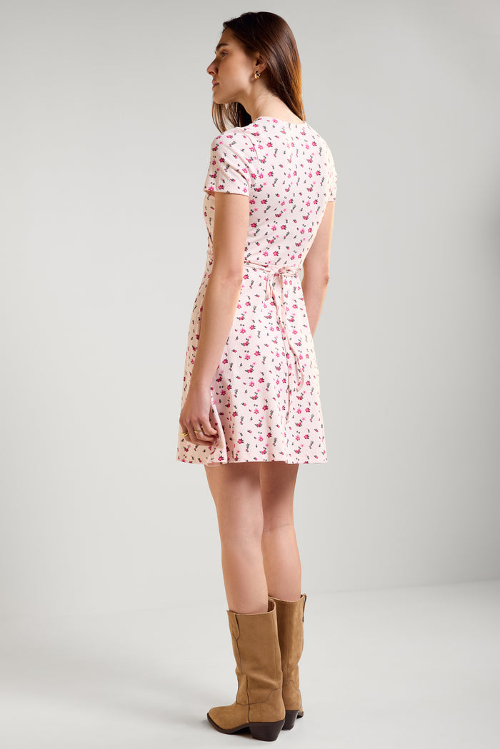 Short Ribbed Cross-Over Dress - 2239