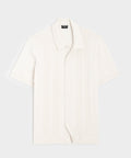 Silk-Cotton Ribbed Full-Placket Sweater Polo