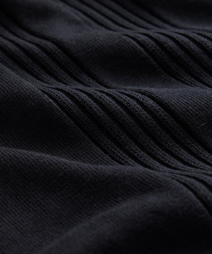 Silk-Cotton Ribbed Full-Placket Sweater Polo