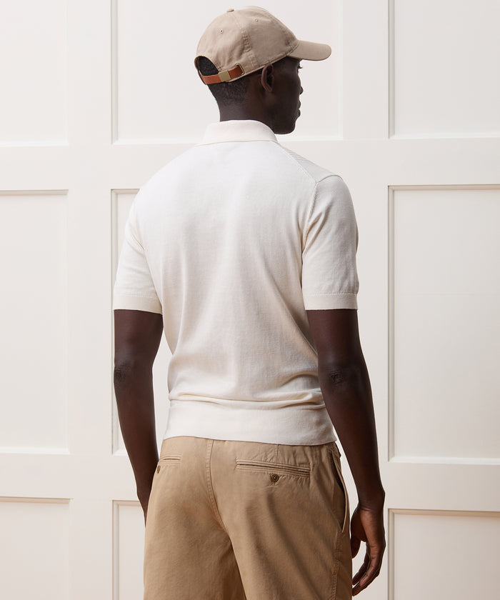 Silk-Cotton Ribbed Sweater Polo