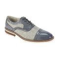 Gray plaid leather cap-toe dress shoes
