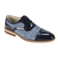 Sapphire blue plaid leather cap-toe dress shoes