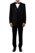 Black modern fit 3 piece men's tuxedo with vest