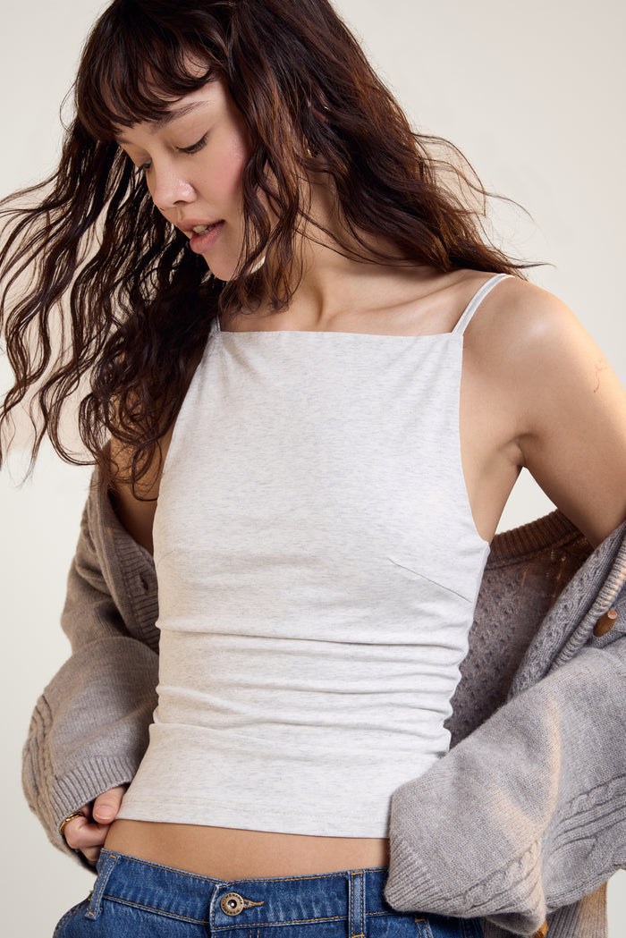 Square Neckline Fitted Tank Top - 9072