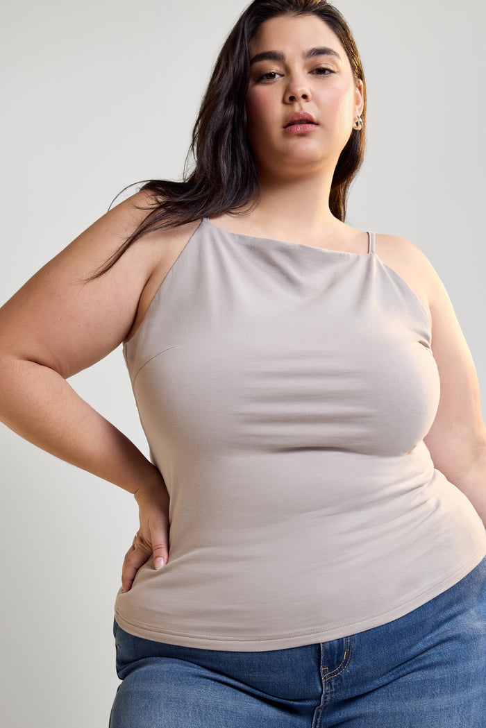 Square Neckline Fitted Tank Top - 9072