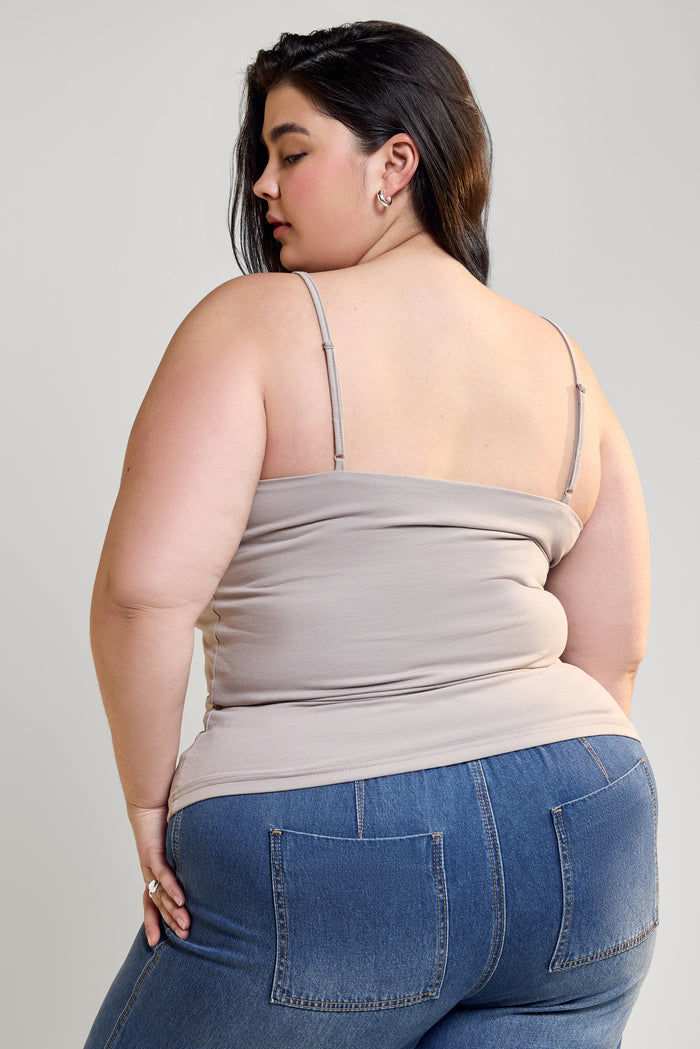 Square Neckline Fitted Tank Top - 9072