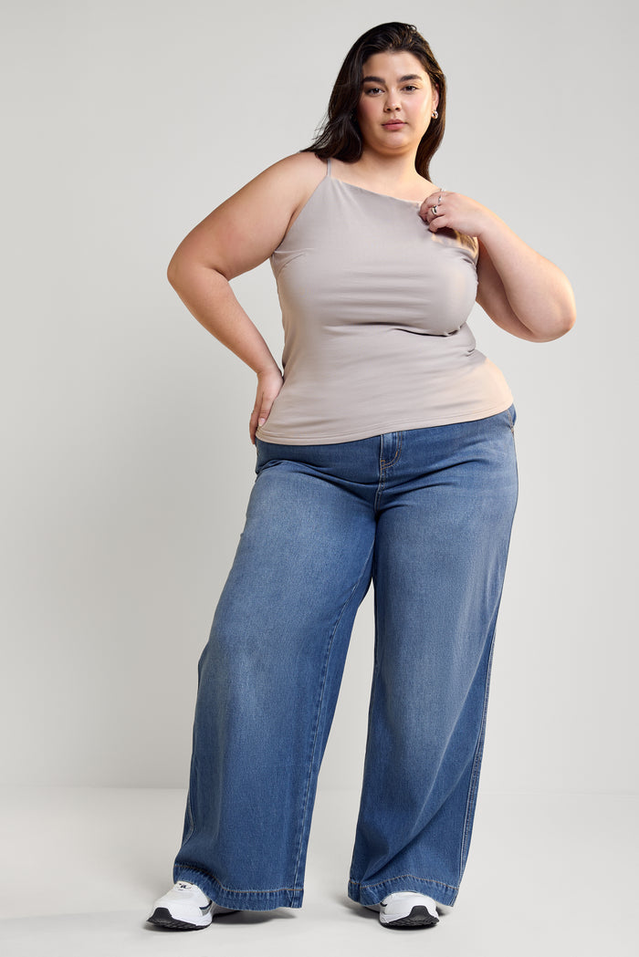 Square Neckline Fitted Tank Top - 9072
